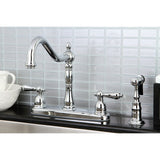 Heritage Two-Handle 4-Hole 8" Centerset Kitchen Faucet with Side Sprayer