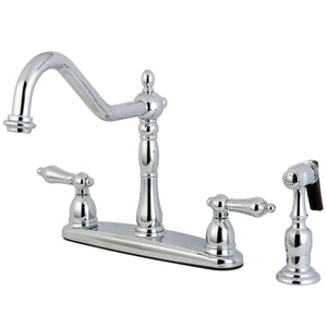 Heritage Two-Handle 4-Hole 8" Centerset Kitchen Faucet with Side Sprayer