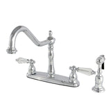 Wilshire Two-Handle 4-Hole 8" Centerset Kitchen Faucet with Brass Side Sprayer