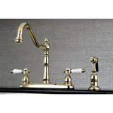 Bel-Air Two-Handle 4-Hole 8" Centerset Kitchen Faucet with Side Sprayer