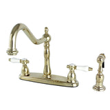 Bel-Air Two-Handle 4-Hole 8" Centerset Kitchen Faucet with Side Sprayer