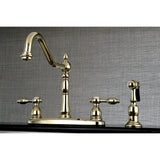 Tudor Two-Handle 4-Hole 8" Centerset Kitchen Faucet with Brass Side Sprayer