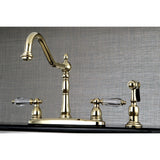 Wilshire Two-Handle 4-Hole 8" Centerset Kitchen Faucet with Brass Side Sprayer