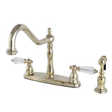 Wilshire Two-Handle 4-Hole 8" Centerset Kitchen Faucet with Brass Side Sprayer