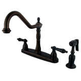 Heritage Two-Handle 4-Hole 8" Centerset Kitchen Faucet with Side Sprayer