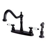 Bel-Air Two-Handle 4-Hole 8" Centerset Kitchen Faucet with Side Sprayer