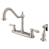 Heritage Two-Handle 4-Hole 8" Centerset Kitchen Faucet with Side Sprayer