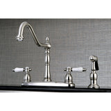 Bel-Air Two-Handle 4-Hole 8" Centerset Kitchen Faucet with Side Sprayer