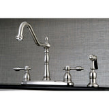 Tudor Two-Handle 4-Hole 8" Centerset Kitchen Faucet with Brass Side Sprayer