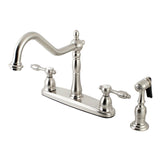 Tudor Two-Handle 4-Hole 8" Centerset Kitchen Faucet with Brass Side Sprayer