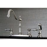 Wilshire Two-Handle 4-Hole 8" Centerset Kitchen Faucet with Brass Side Sprayer