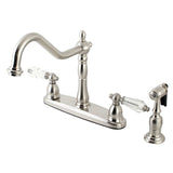 Wilshire Two-Handle 4-Hole 8" Centerset Kitchen Faucet with Brass Side Sprayer