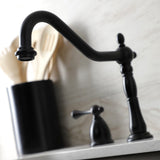 Heritage Two-Handle 4-Hole Deck Mount Widespread Kitchen Faucet with Brass Sprayer