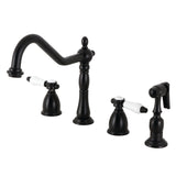 Bel-Air Two-Handle 4-Hole Deck Mount Widespread Kitchen Faucet with Brass Sprayer