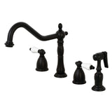 Heritage Two-Handle 4-Hole Deck Mount Widespread Kitchen Faucet with Brass Sprayer