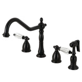 Wilshire Two-Handle 4-Hole Deck Mount Widespread Kitchen Faucet with Brass Sprayer