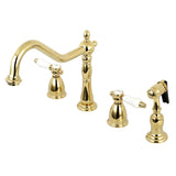 Bel-Air Two-Handle 4-Hole Deck Mount Widespread Kitchen Faucet with Brass Sprayer