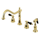 Duchess Two-Handle 4-Hole Deck Mount Widespread Kitchen Faucet with Brass Sprayer