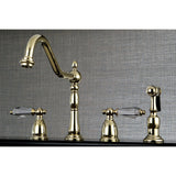 Wilshire Two-Handle 4-Hole Deck Mount Widespread Kitchen Faucet with Brass Sprayer