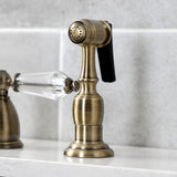 Wilshire Two-Handle 4-Hole Deck Mount Widespread Kitchen Faucet with Brass Sprayer