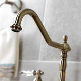 Wilshire Two-Handle 4-Hole Deck Mount Widespread Kitchen Faucet with Brass Sprayer