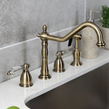 Wilshire Two-Handle 4-Hole Deck Mount Widespread Kitchen Faucet with Brass Sprayer