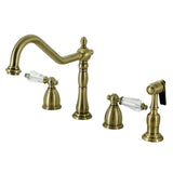 Wilshire Two-Handle 4-Hole Deck Mount Widespread Kitchen Faucet with Brass Sprayer