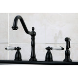 Wilshire Two-Handle 4-Hole Deck Mount Widespread Kitchen Faucet with Brass Sprayer