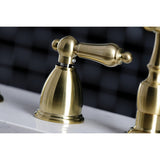 Heritage Two-Handle 4-Hole Deck Mount Widespread Kitchen Faucet with Brass Sprayer