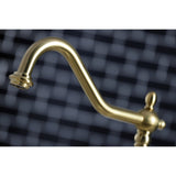 Heritage Two-Handle 4-Hole Deck Mount Widespread Kitchen Faucet with Brass Sprayer