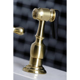 Heritage Two-Handle 4-Hole Deck Mount Widespread Kitchen Faucet with Brass Sprayer