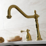 Heritage Two-Handle 4-Hole Deck Mount Widespread Kitchen Faucet with Brass Sprayer