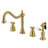 Bel-Air Two-Handle 4-Hole Deck Mount Widespread Kitchen Faucet with Brass Sprayer