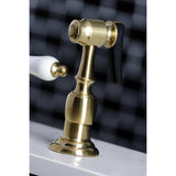 Heritage Two-Handle 4-Hole Deck Mount Widespread Kitchen Faucet with Brass Sprayer