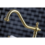 Heritage Two-Handle 4-Hole Deck Mount Widespread Kitchen Faucet with Brass Sprayer