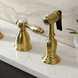 Tudor Two-Handle 4-Hole Deck Mount Widespread Kitchen Faucet with Brass Sprayer