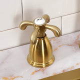 French Country Two-Handle 4-Hole Deck Mount Widespread Kitchen Faucet with Brass Sprayer