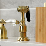 Wilshire Two-Handle 4-Hole Deck Mount Widespread Kitchen Faucet with Brass Sprayer