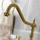 Wilshire Two-Handle 4-Hole Deck Mount Widespread Kitchen Faucet with Brass Sprayer