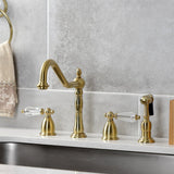 Wilshire Two-Handle 4-Hole Deck Mount Widespread Kitchen Faucet with Brass Sprayer