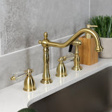 Wilshire Two-Handle 4-Hole Deck Mount Widespread Kitchen Faucet with Brass Sprayer