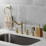 Wilshire Two-Handle 4-Hole Deck Mount Widespread Kitchen Faucet with Brass Sprayer