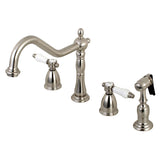 Bel-Air Two-Handle 4-Hole Deck Mount Widespread Kitchen Faucet with Brass Sprayer