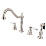 Heritage Two-Handle 4-Hole Deck Mount Widespread Kitchen Faucet with Brass Sprayer