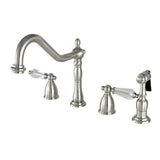 Wilshire Two-Handle 4-Hole Deck Mount Widespread Kitchen Faucet with Brass Sprayer