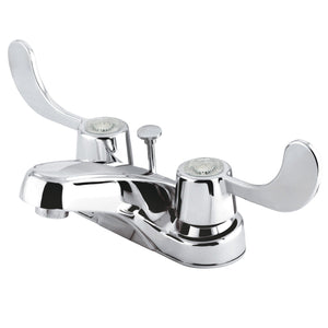 Vista Double-Handle 3-Hole Deck Mount 4-Inch Centerset Bathroom Faucet with Brass Pop-Up