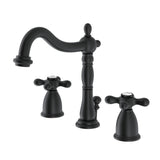 Heritage Two-Handle 3-Hole Deck Mount Widespread Bathroom Faucet with Brass Pop-Up