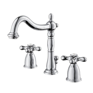 Heritage Two-Handle 3-Hole Deck Mount Widespread Bathroom Faucet with Pop-Up Drain