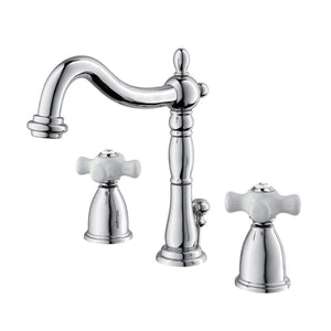 Heritage Two-Handle 3-Hole Deck Mount Widespread Bathroom Faucet with Pop-Up Drain