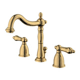 Heritage Two-Handle 3-Hole Deck Mount Widespread Bathroom Faucet with Brass Pop-Up